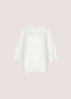 Flower Bell Sleeve Top, White, large
