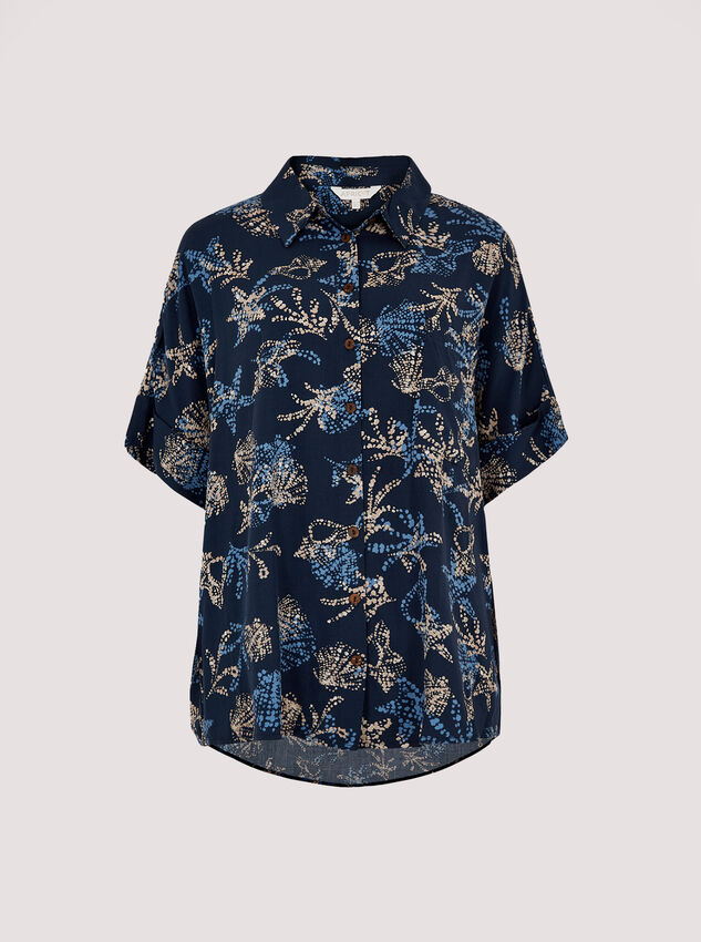 Seashell Resort Shirt, Navy, large