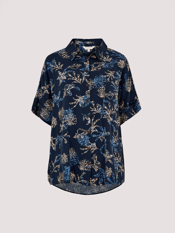 Seashell Resort Shirt, Navy, large
