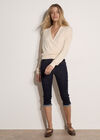 Soft Fine Knit Wrap Jumper, Stone, large