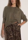 Leopard Print Wide-Leg Woven Trousers, Khaki, large