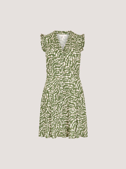 Abstract Spot Ruffle Mini Dress