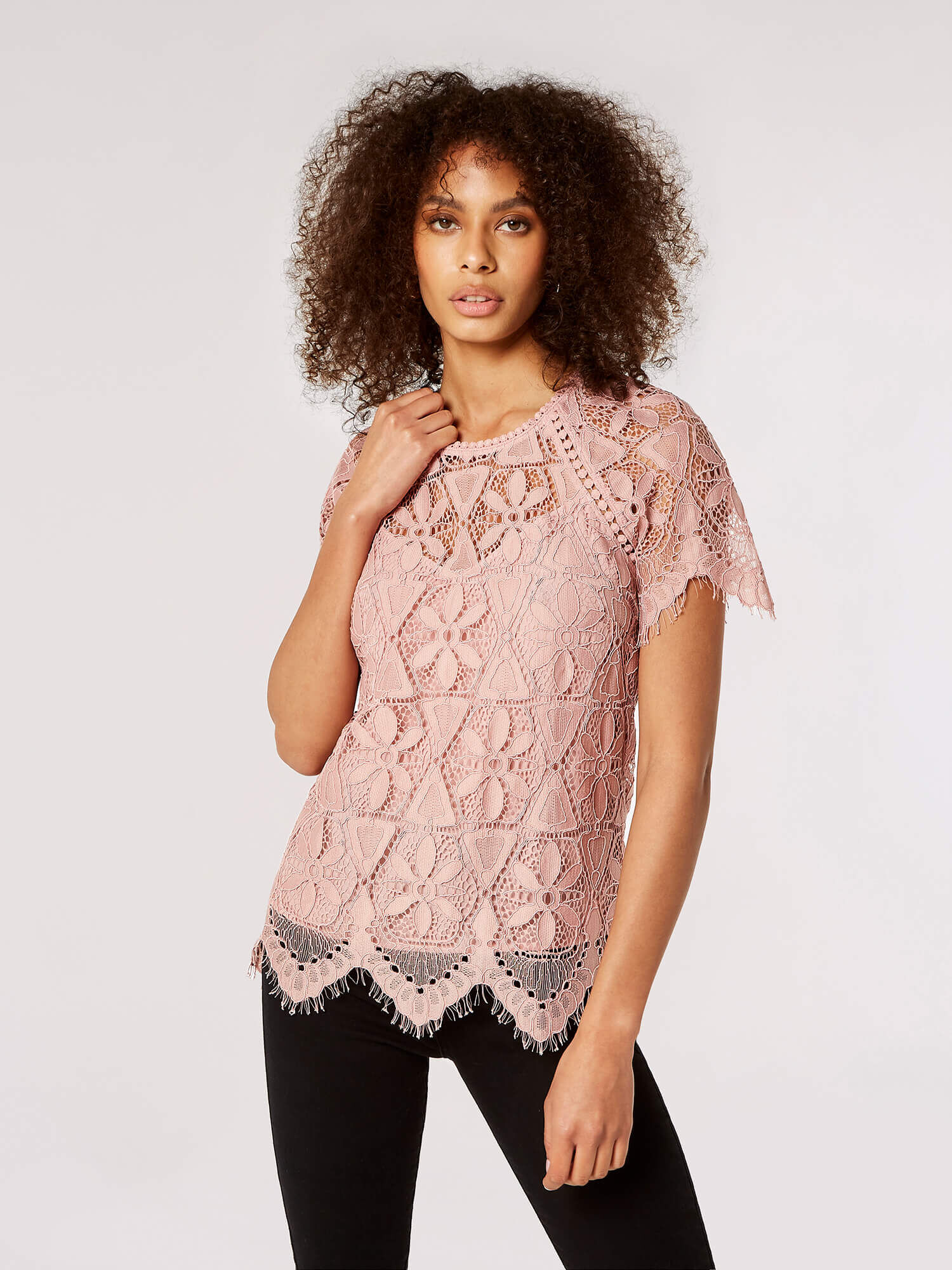 Guipure Scallop Lace Top