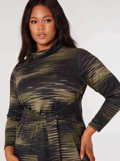 Texture Print Jersey Midi Dress