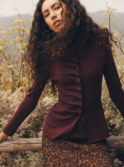 Button-Down Pleat Knit Top