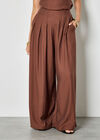 Textured Twill Wide-Leg Trousers, Brown, large