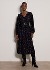 Vintage Floral Smocked Midi Dress, Black, large