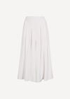 Pleated Wide-Leg Culotte Trousers, White, large
