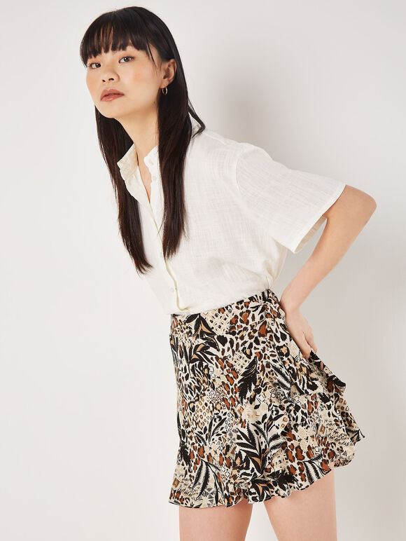 Mixed Animal Print Skort, Stone, large