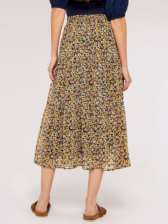 Pansy Ditsy Tiered Skirt, Green, large