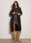 Chunky Cable Knit Longline Cardigan, Brown, large