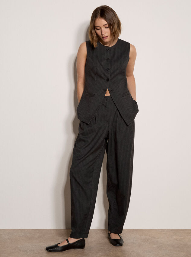 Oversized Pinstripe Waistcoat, Dark Grey/Charcoal, large