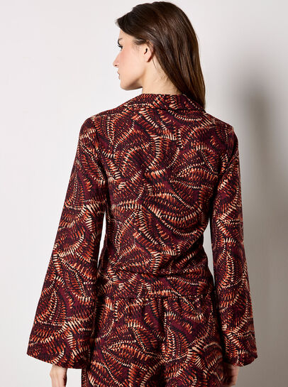 Abstract Print Ruched Front Blouse