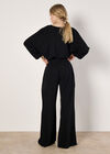 Ribbed Knit Wide Leg Trousers, Black, large