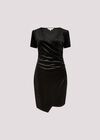 Velvet Ruched Bodycon Mini Dress, Black, large