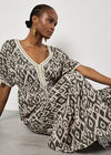 Ikat Swirl Shimmer Maxi Dress, Khaki, large