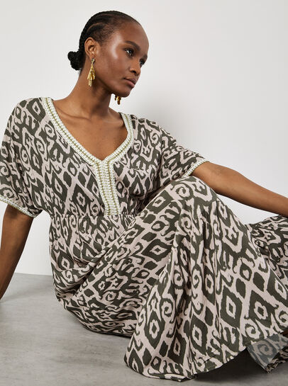 Ikat Swirl Shimmer Maxi Dress