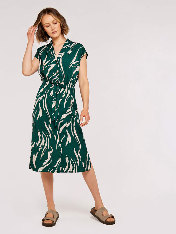 Swirl Shirt Midi Dress, Green, large