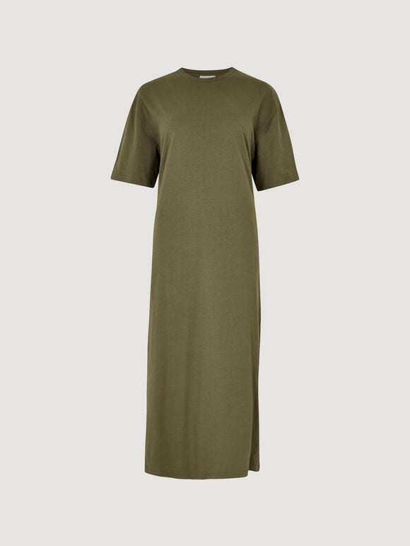 T-Shirt Midi Dress, Khaki, large