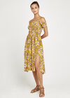 Summer Floral Bardot Midi Dress, Mustard, large