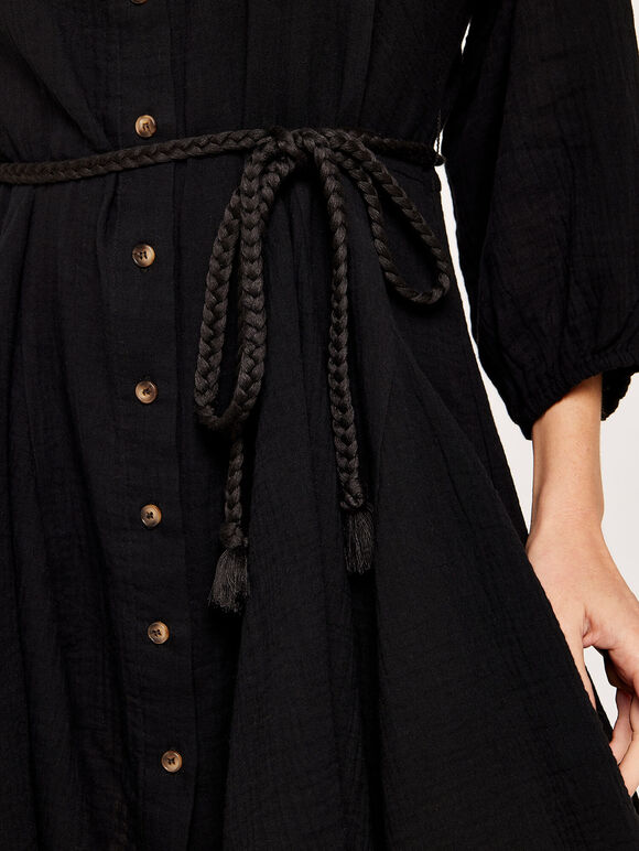 Tetra Button Dress, Black, large