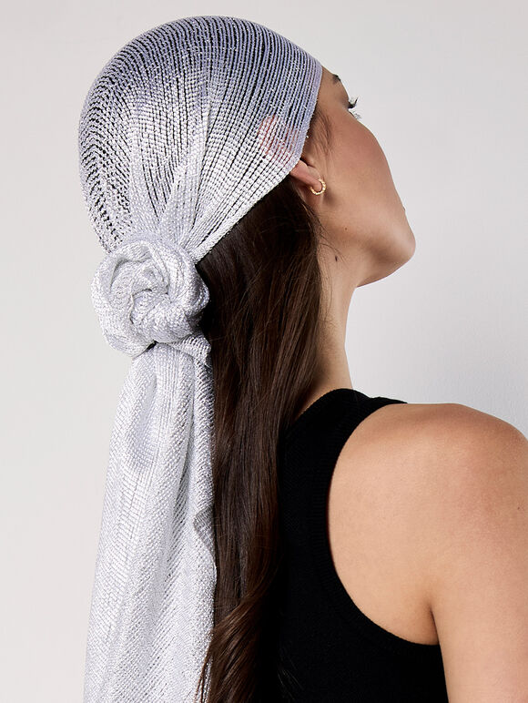 Lightweight Metallic Summer Pashmina, Silver, large