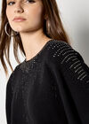 Rhinestone Embellished Batwing Jumper, Black, large