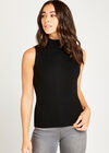 Roll Neck Knitted TankTop, Black, large