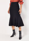 Flute Hem Knitted Midi Skirt, Black, large