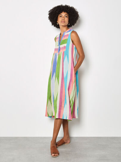 Colourful Stripe Midi Dress