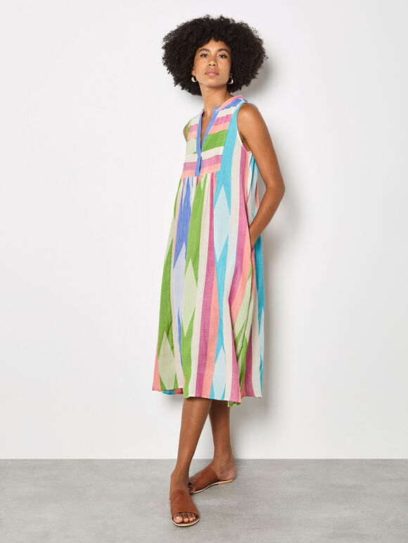 Colourful Stripe Midi Dress, Pink, large