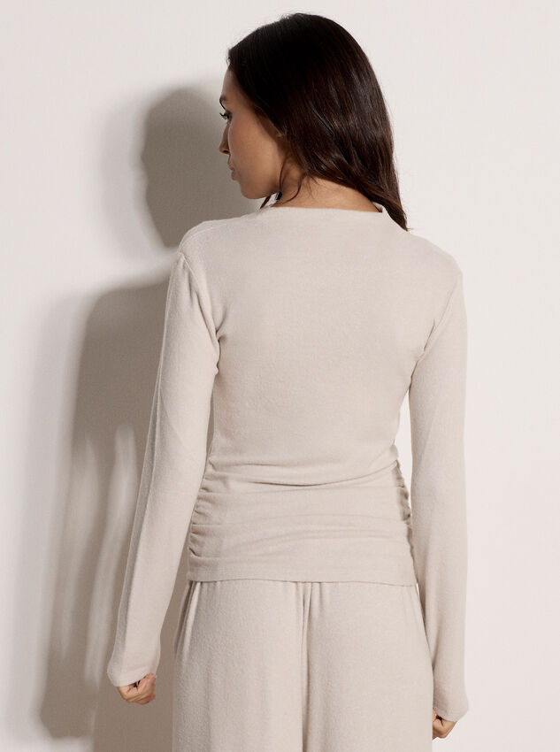Side Ruched Soft-Touch Top, Stone, large
