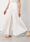 Foil Speckle Flowy Trousers, White, large