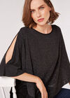 Asymmetric Sparkle Cape Top, Black, large