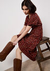 Ditsy Floral Smocked Midi Dress, Burgundy, large