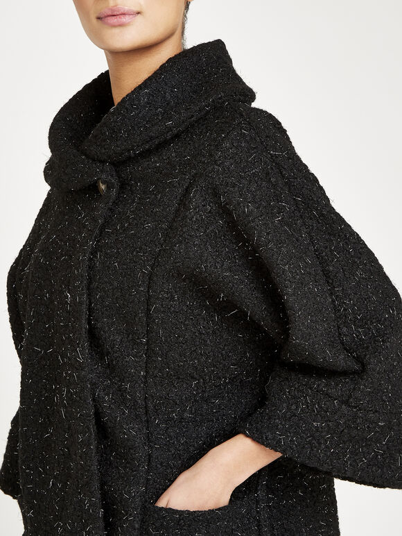 Teddy Tinsel Jacket, Black, large
