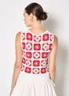 Crochet Squares Vest Top, Red, large