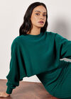 Cropped Batwing Jumper, Green, large
