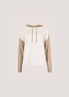 Colour Block Knitted Hoodie, Cream, large