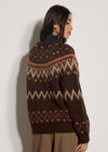 Fair Isle Chunky Knit Cardigan, Brown, large