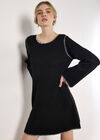 Blanket Stitch Knitted Swing Mini Dress, Black, large
