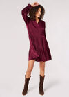 Satin Shirt Mini Dress, Burgundy, large