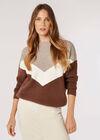 Chunky Chevron Block Jumper, Cream, large