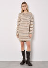 Tonal Stripe Jumper Mini Dress, Stone, large