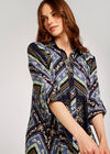 Scarf Print Shirt Dress, Navy, large