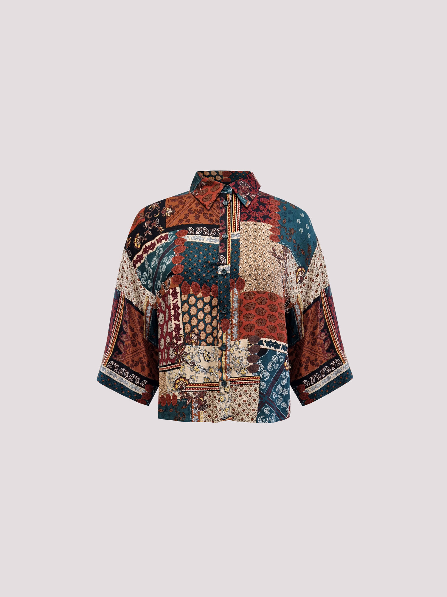 【Paragraph】24SS★ no.030 PAISLEY PATCHWORK T SHIRT Patchwork Paisley Boxy Shirt | Apricot Clothing