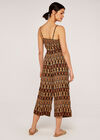 Tie Front Tribal Jumpsuit, Rust, large