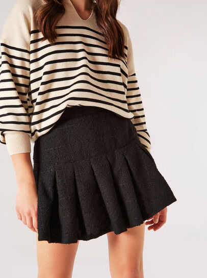 Tweed Box Pleat Mini Skirt