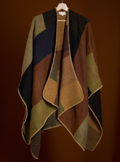 Colour Block Blanket Cape