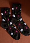 Big Flower Socks, Black, large